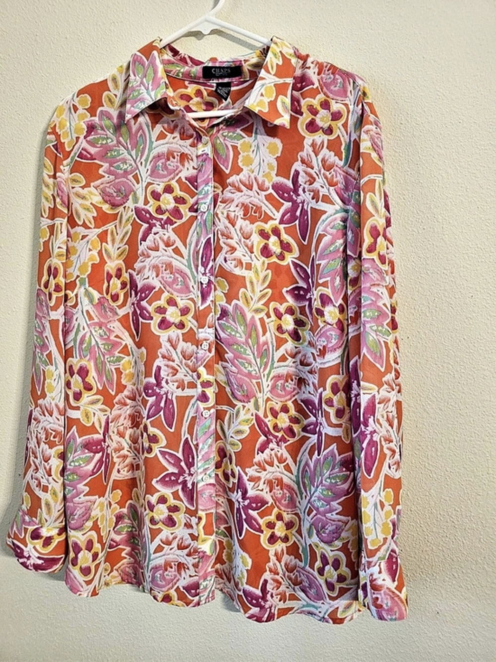 Chaps Floral Blouse in Pink & Orange Size 2X Like New